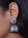 Floral Oxidized Lotus Jhumka Earrings | Sarichka Fashion
