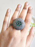Silver Stone Studded Oxidised Ring | Sarichka