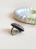 Silver Stone Studded Oxidised Ring | Sarichka