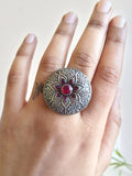 Silver Stone Studded Oxidised Ring | Sarichka