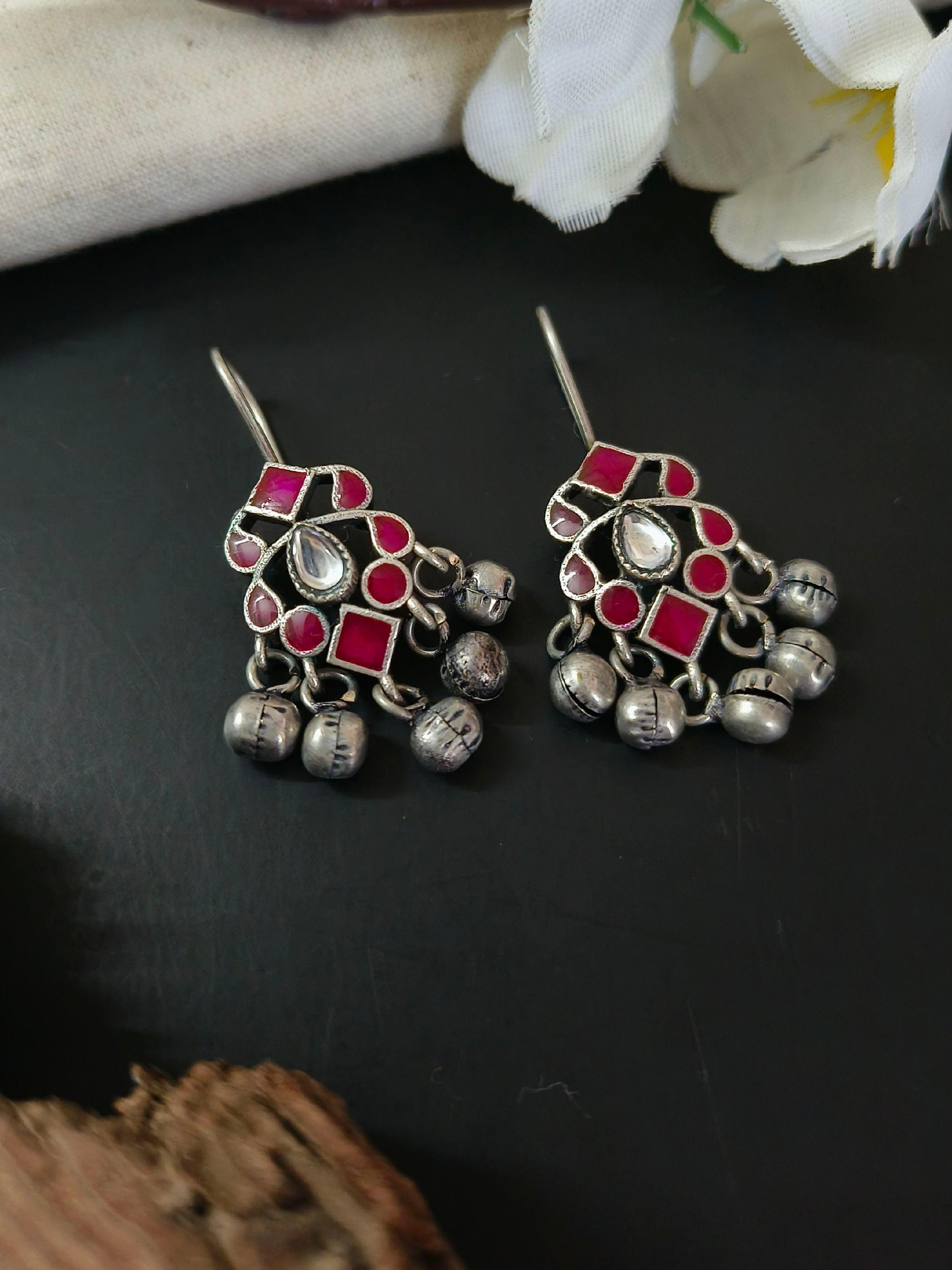oxidised ghungroo earrings