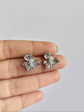 Textured Floral Pearl Accent Silver Studs | AMOLA