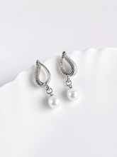 Elegant Silver Pearl Drop Statement Earrings | AMOLA