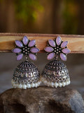 Oxidised German Silver Party Wear Pearl Jhumkas for Elegant Look | Sarichka