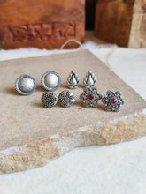 Chic Oxidised Silver Mini Studs Combo | Sarichka