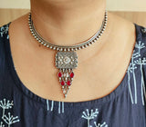 925 Silver Plated Hasli Necklace with Danglers | Sarichka Fashion