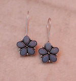 Oxidized Silver floral hook earrings with Stone