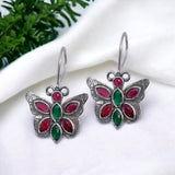 Silver Plated Oxidized Butterfly Hook Earring | AMOLA