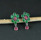 Oxidized Silver Oval Gemstone Stud Earrings | Sarichka