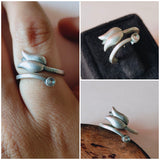 Silver Look Alike Lotus Statement Ring | AMOLA