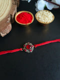Antique Red Stone Oxidised Bhai Rakhi | AMOLA