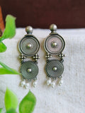 Vintage Charm Oxidised Button Danglers | Sarichka Fashion
