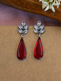 Oxidised Monalisa Stone Dangler Earrings for Special Occasions | AMOLA