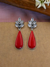 Oxidised Monalisa Stone Dangler Earrings for Special Occasions | Sarichka