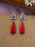 Oxidised Monalisa Stone Dangler Earrings for Special Occasions | AMOLA
