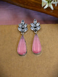Oxidised Monalisa Stone Dangler Earrings for Special Occasions | AMOLA