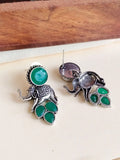 Brass Oxidised Elephant Dangler Earrings | AMOLA