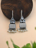 Trendy German Silver Hook Earrings with Elegant Pearl Drops | AMOLA
