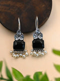 Trendy German Silver Hook Earrings with Elegant Pearl Drops | AMOLA