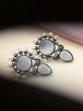 Antique Silver Monalisa Pearl Earrings for Navratri Festive Glam | AMOLA