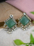 Silver-Plated Square Monalisa Pearl Stud Earrings – Casual Elegance | AMOLA