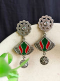 Meenakari Silver Dangler Earrings | AMOLA