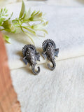 Oxidised 925 Silver Ganesha Stud Earrings | Sarichka