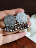 ✨ Antique Silver Coin Stud & Ring Set | Sarichka Fashion
