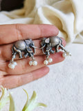 Antique Silver Elephant Stud Earrings | Sarichka