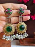Dual-Tone Stylish Dangler Earrings | Sarichka
