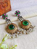 Dual-Tone Stylish Dangler Earrings | Sarichka
