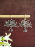 Graceful Lotus Silver Hook Earrings | Sarichka Fashion