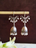 Moonlit Pearl Silver Look Alike Hook Earrings | AMOLA