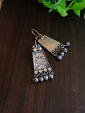 Floral Oxidised Silver Daily Hook Earrings | AMOLA