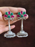 Antique Silver Pearl Jhumka Earrings | AMOLA