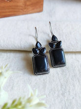 Oxidised Monalisa Stone Hook Earrings | Sarichka Fashion