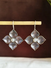 Oxidized Floral Pearl Drop Earrings | Sarichka Fashion