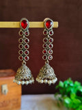 Oxidized Silver Plated Long Jhumka Earrings | Sarichka