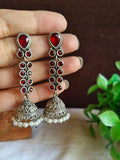 Oxidized Silver Plated Long Jhumka Earrings | Sarichka