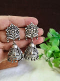 Antique Silver Plated Ethnic Jhumka Earrings | Sarichka