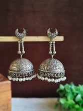 Classic Silver Oxidised Jhumka Earrings | Sarichka