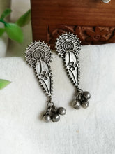 Silver Oxidized Drop Stud Earrings | Sarichka