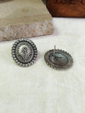 Traditional Oxidized Silver Flower Stud Earrings | Sarichka