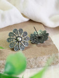 Elegant Silver Oxidised Floral Stud Earrings | Sarichka