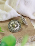 Oxidised Silver Plated Floral design Stud Earrings | Sarichka