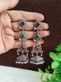 Antique Oxidised Drop Jhumki Earrings for Parties | Sarichka