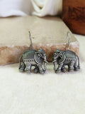 Silver Plated Oxidised Elephant Hook Earrings | Sarichka