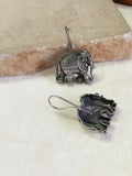Silver Plated Oxidised Elephant Hook Earrings | Sarichka