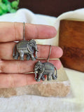 Silver Plated Oxidised Elephant Hook Earrings | Sarichka