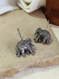 Silver Plated Oxidised Elephant Hook Earrings | Sarichka